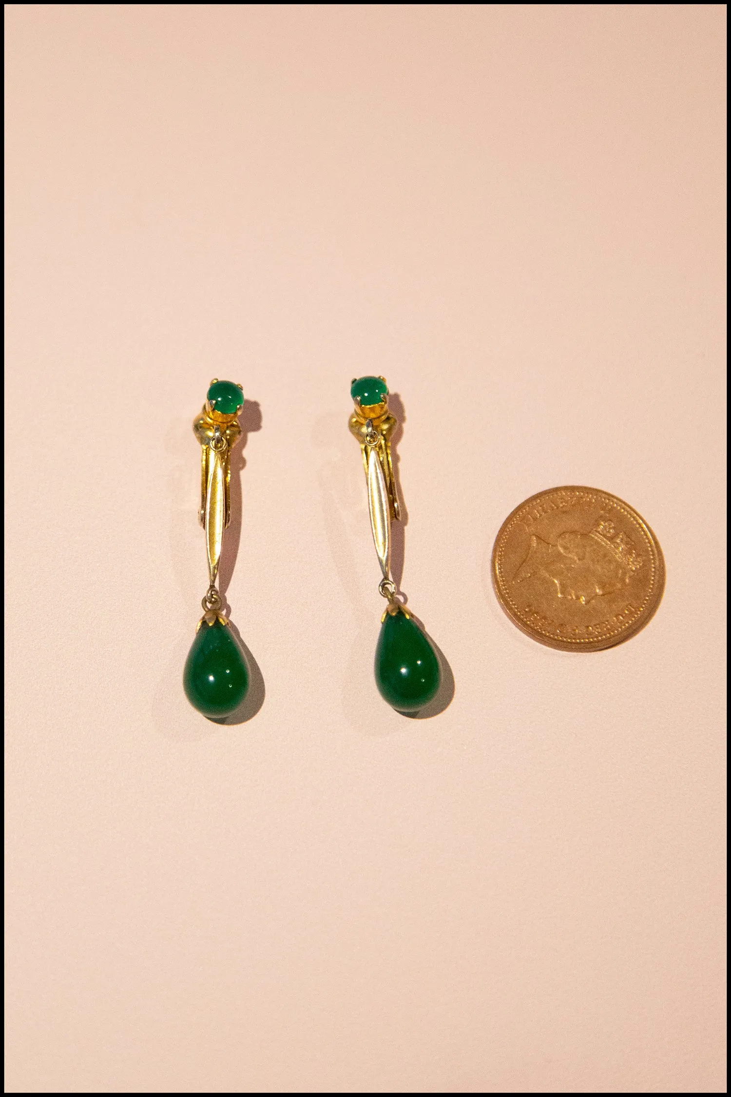 Vintage 1950s Green Glass Drop Earrings