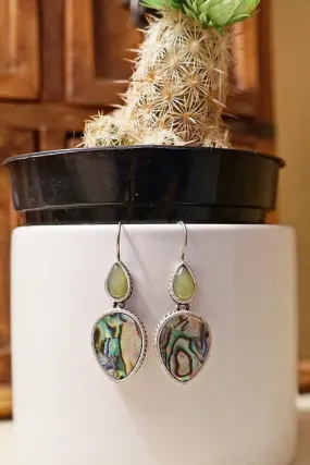 Vintage Abalone Jade Teardrop Earrings