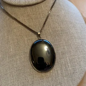 Vintage Hematite Pendant, Sterling