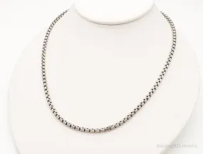 Vintage High Fashion Sterling Silver Puffy Box Chain Link Necklace