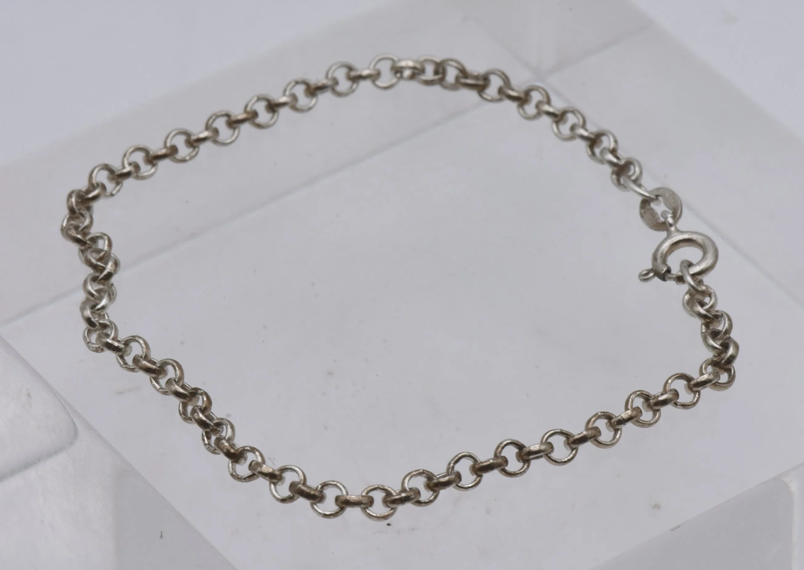 Vintage Italian Sterling Silver Rolo Link Bracelet - 7.5"