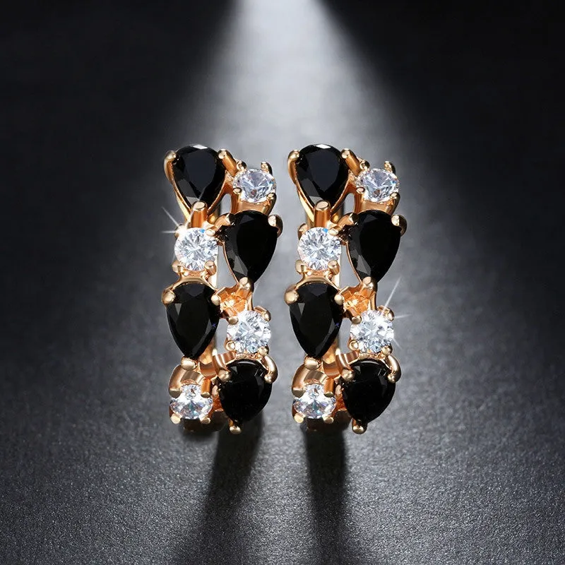 Vintage Leaf Design Earring with Luxury AAA Marquise Cut Austrian CZ Crystal Platinum Plated Earrings for Girls Gift