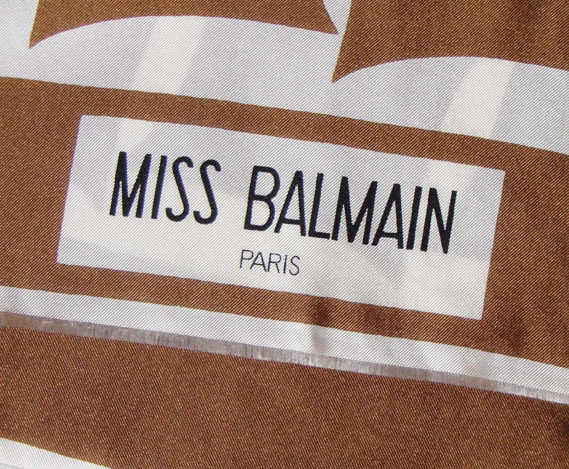 Vintage Miss Balmain Silk Scarf Rectangular Modernist Geometric Print