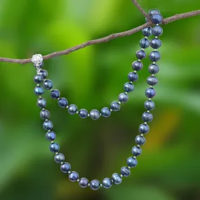 Violet Sea Breath Pearl and Peridot Necklace