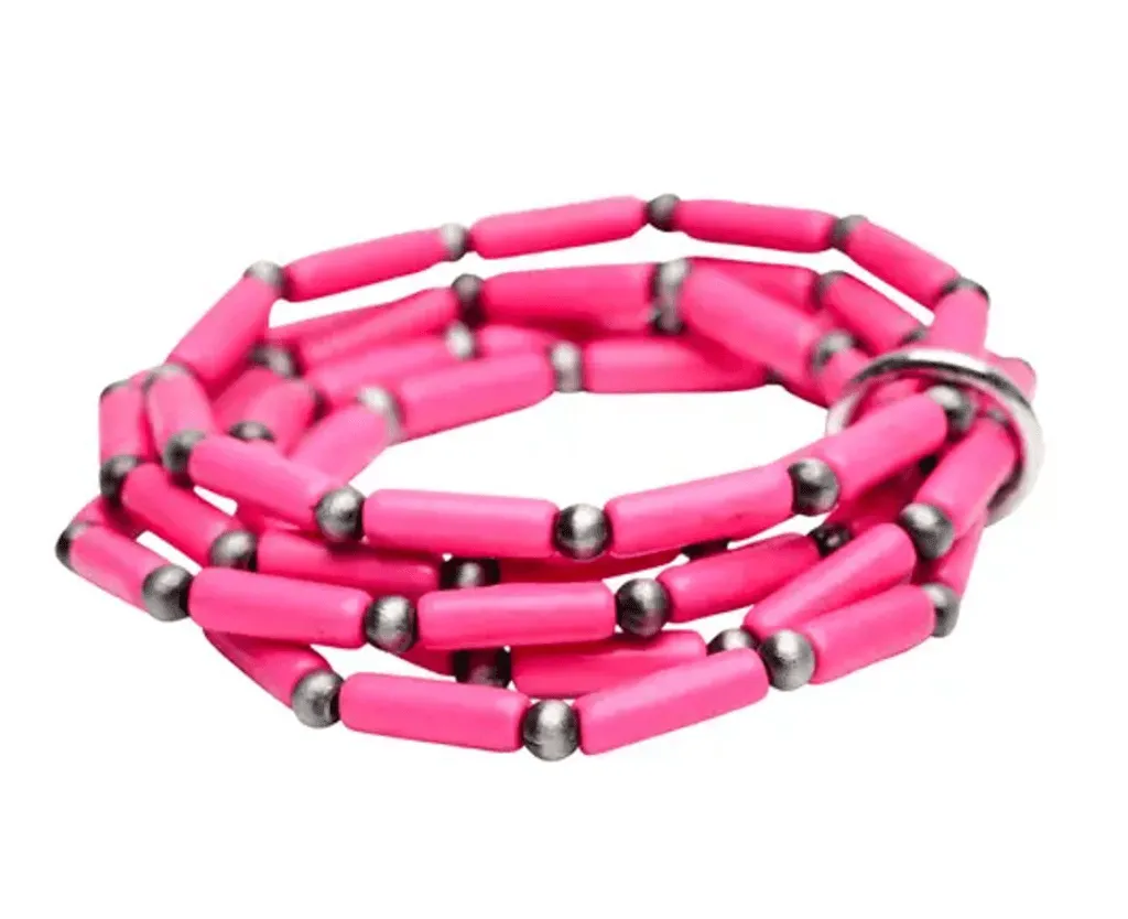 West & Co 5 Strand Pink Beaded Stretch Bracelet BR1402PNK