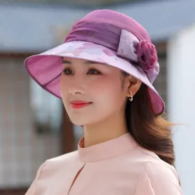 Woman Summer Hats With Visor Hat Fashion Mesh Flower Design Sun Hat Travel Bucket Hat