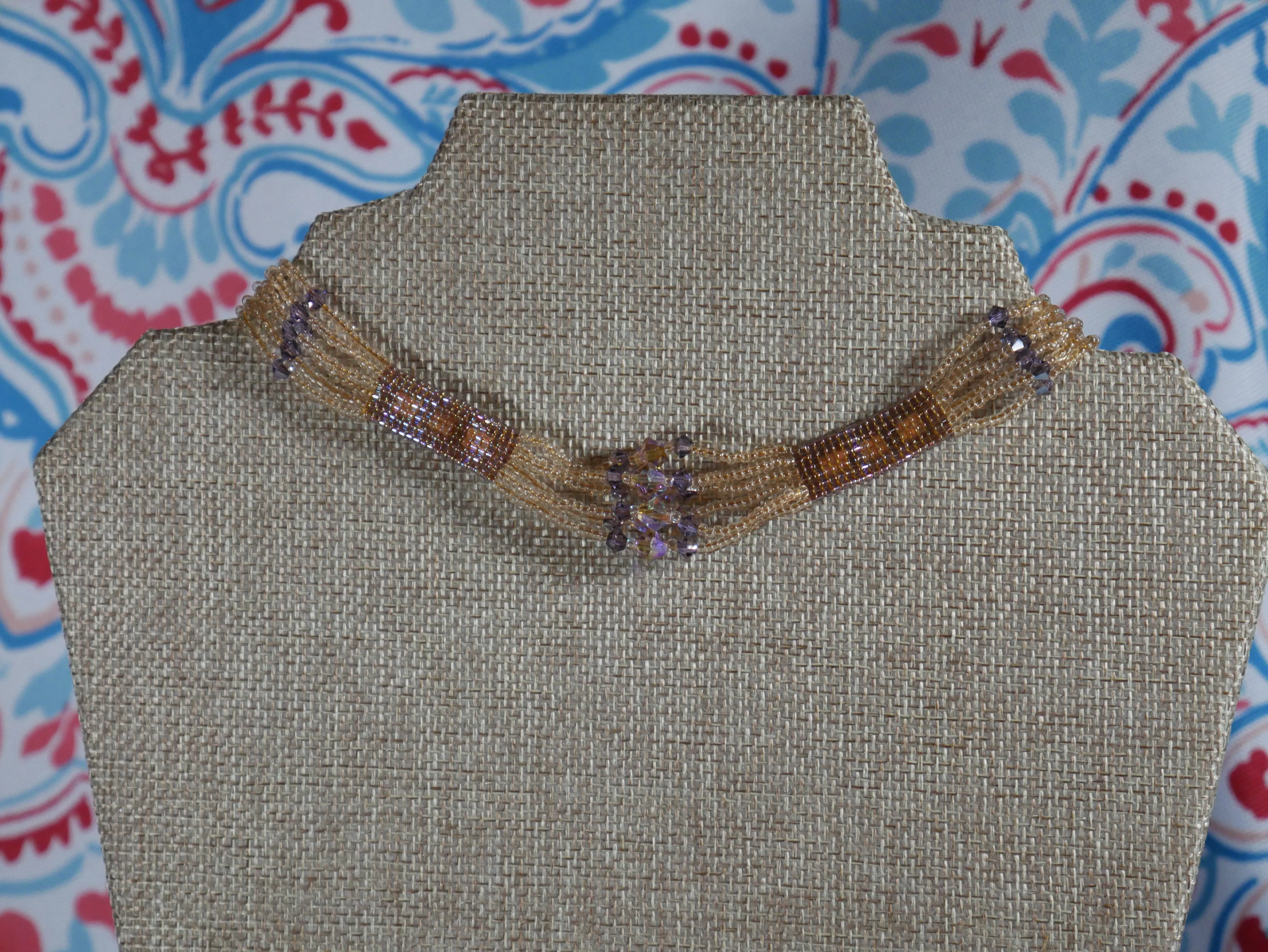 Woven Pink and Purple Fancy Beaded Choker